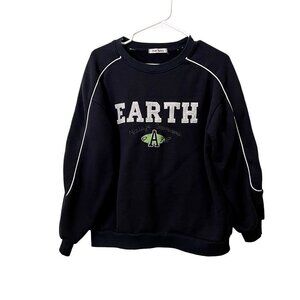 Free Valley Earth navy blue crewneck sweater top fleece comfortable winter